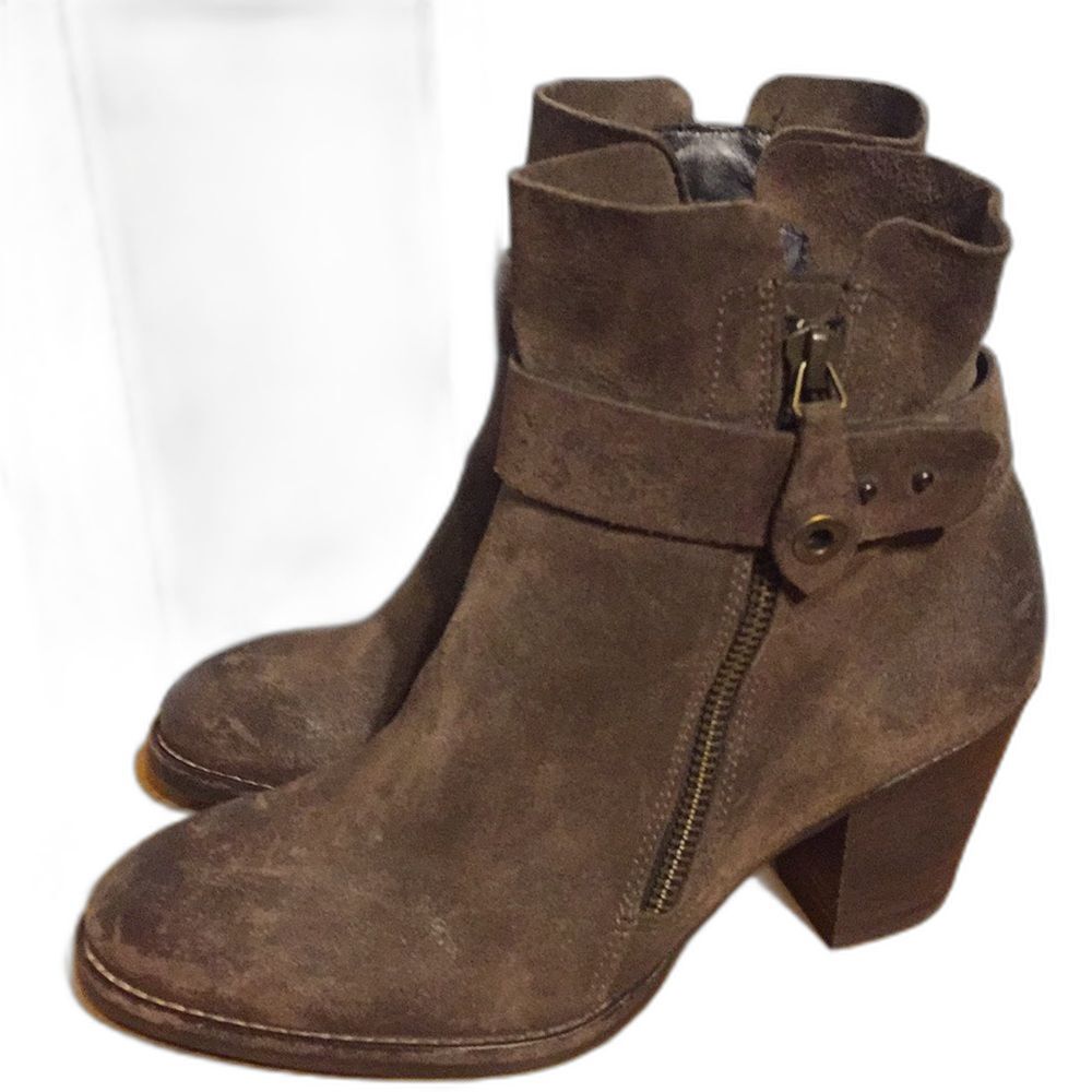 Paul Green US Size 6 US/3.5 AU Women's Nubuck Ankle Boots Brown Leather Side Zip